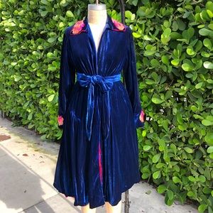 Antique Victorian Era Blue Silk Velvet Lace Coat